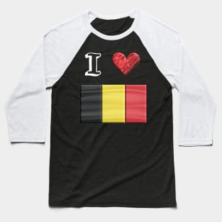 I love Flag from Belgien Baseball T-Shirt